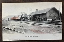 Chicago North Western Railroad Depot Norwalk Wisconsin Station Antique Postcard