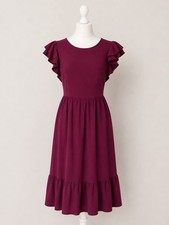 Burgundy Frill Sleeve Midi Dress Size M.