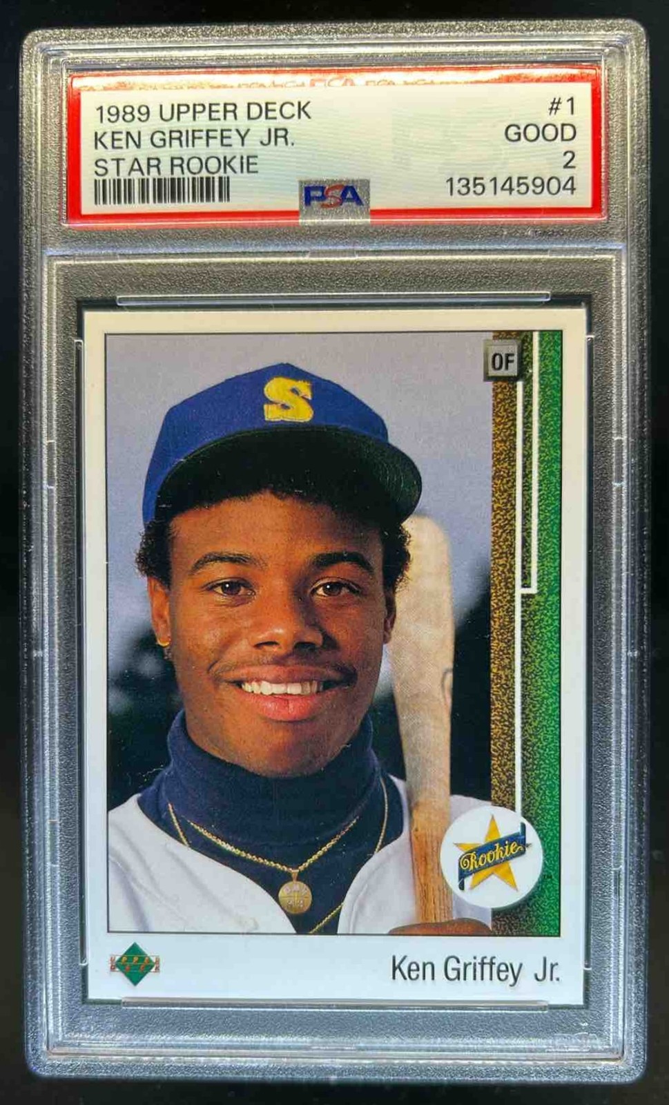 1989 Upper Deck Ken Griffey Jr. Rookie RC #1 Mariners PSA 2