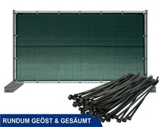 5 x Bauzaunnetz 3,41 x 1,76 m GRÜN mit Kabelbinder 300 x 4,8 mm (100 Stück)