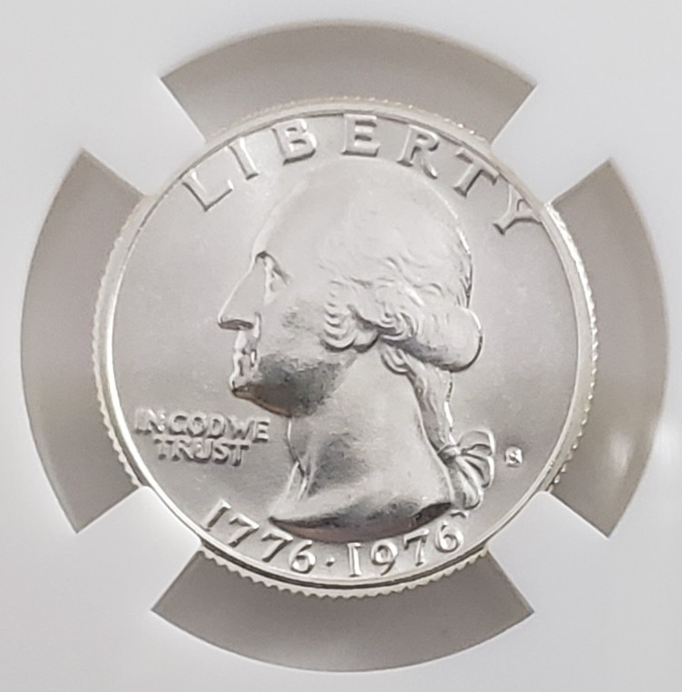 1976-S Bicentennial - Silver Quarter with Vintage Stamps - Nice! W10