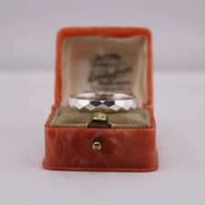 B2.5 Men’s Large 925 Silver Hammered Geometric Plain Band Dress Ring Size W