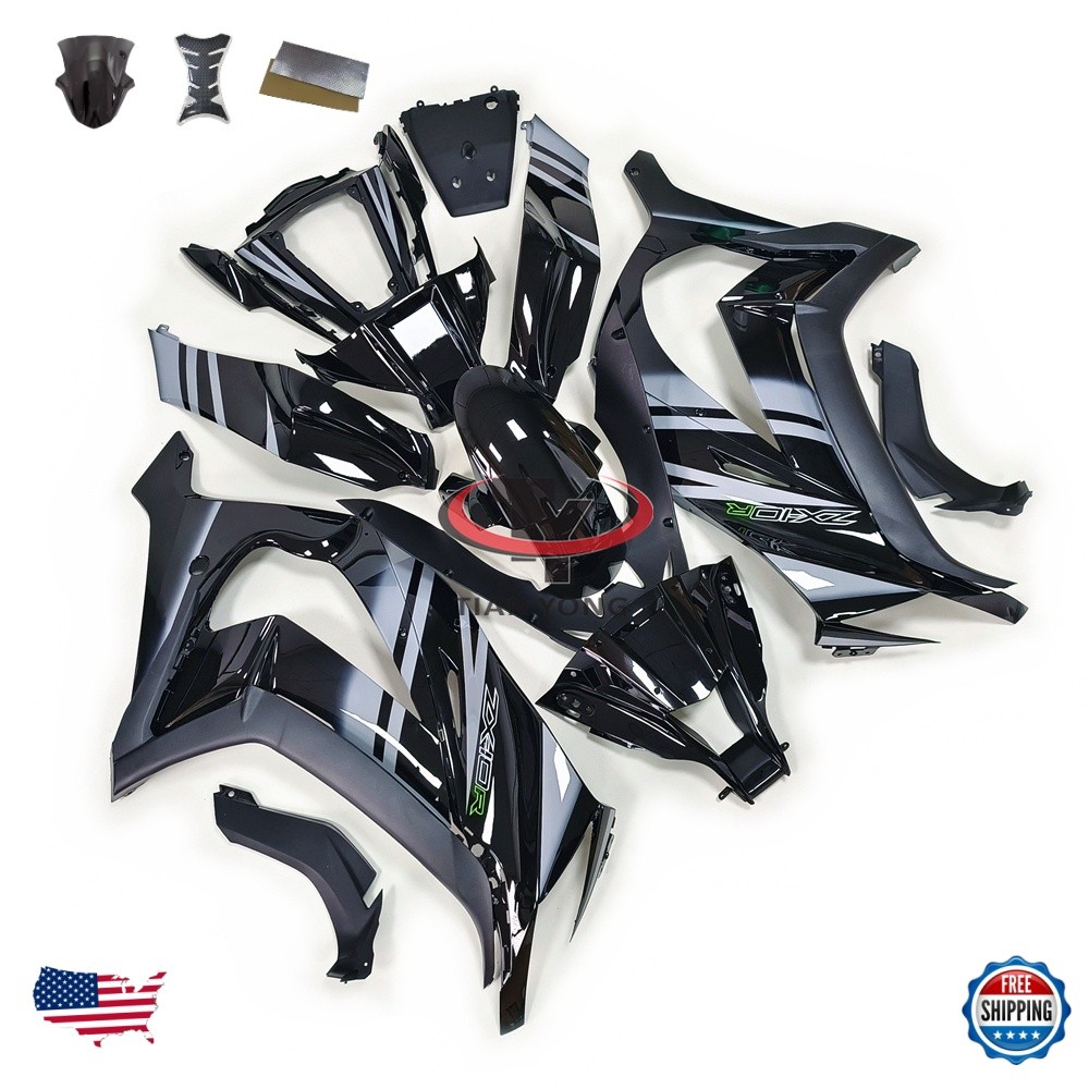 Black White Bodywork for Kawasaki ZX10R 2011 2012 - 2015 Ninja ZX-10R Fairings