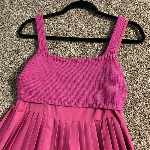Maeve Anthropologie Robe Femme XS Petite Rose Plissée Maxi Tricot Corsage Été - Photo 3/8