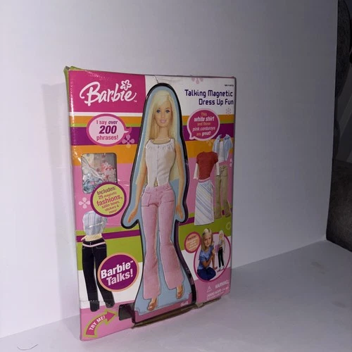 Vintage 2005 Barbie Paper Doll Talking Magnetic Dress up Clothes Accessories