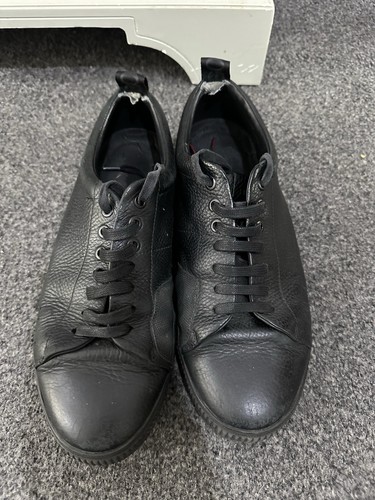 Hugo Boss Trainers Mens Size UK 9 Zero Tenn Black Leather Casuals Dress Shoes - Picture 3 of 11