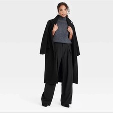 Women's High-Rise Wide Leg Pleated Front Trousers - A New Day Black Sz 14R