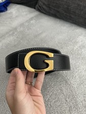 Gucci Gold G Buckle with Custom Made Reversible Black Leather Belt