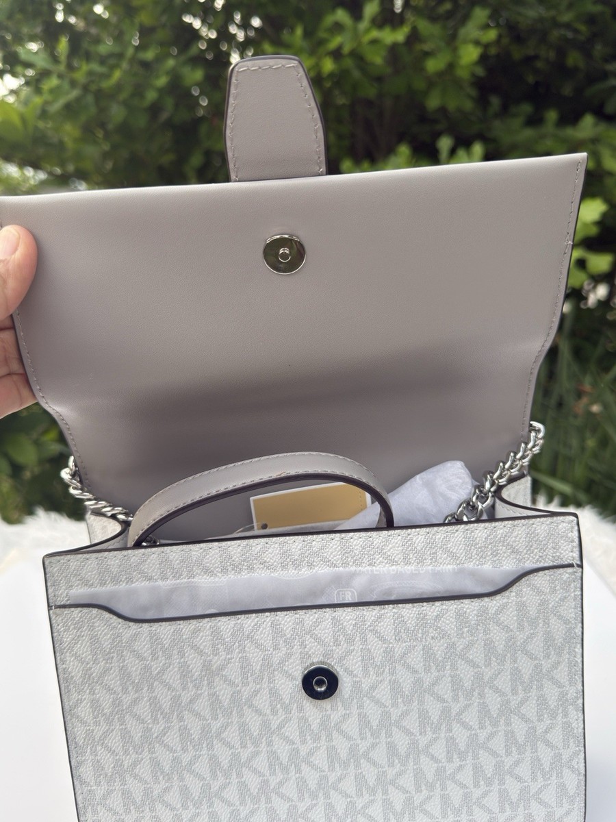 Michael Kors Greenwich Small Flap Crossbody Optic White Mk