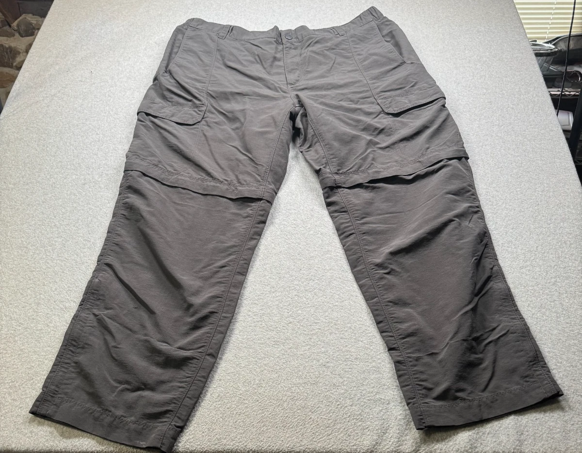 The North Face Mens XXL Grey Convertable Hiking Pants Outdoor Cargo No Belt