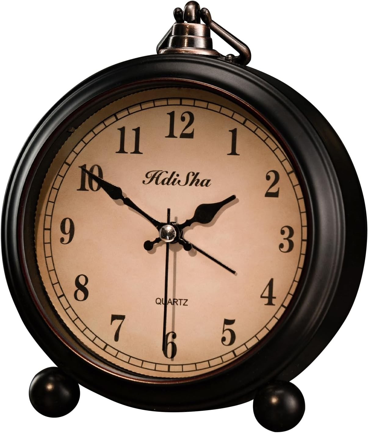 Vintage Alarm Clock, 5 inch Battery Operated Silent Non Ticking Snooze Small Clo