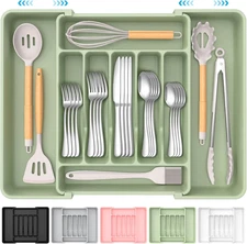 Extra Large Expandable Silverware Organizer, Bpa-Free Food-Safe Cutlery Flatware