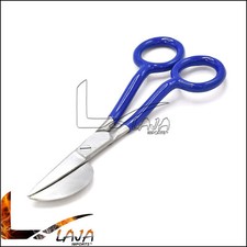 Duckbill Applique Curved Scissors 6" Embroidery Paddle Shaped BLUE PVC Handle