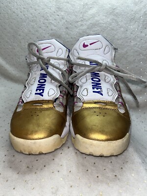 Nike Air More Money GS 4 Youth Shoes White Gold Fuchsia AH5215 101