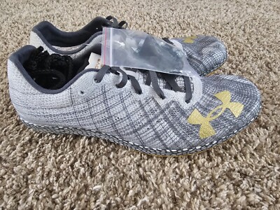 UNDER ARMOUR UA HOVR SHAKEDOWN TRACK WITH SPIKES 3022515-105 MENS 12 Gold Bottom