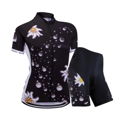 ZEROBIKE Damen Radfahren Radtrikot Set Fahrradtrikot Kurzarm Radhose mit Sitzpolster ZB11