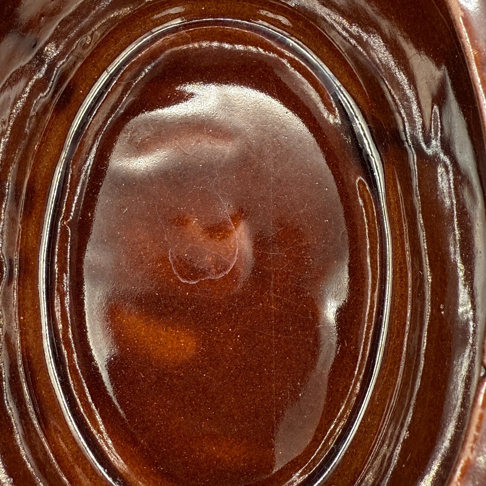 Vintage 3 Tone Pottery Oval Individual Casserole Small Baking Dish w/ Vented Lid