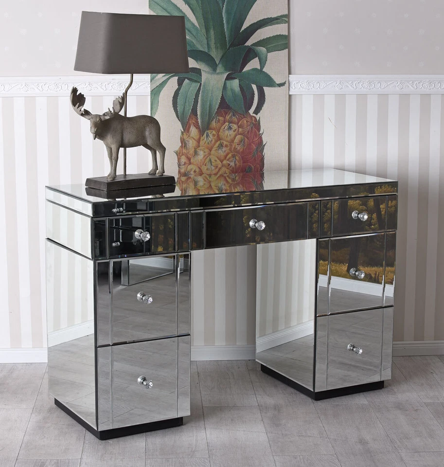 Schreibtisch verspiegelt Schreibpult Homeoffice Computertisch Damenschreibtisch - Bild 3 von 4