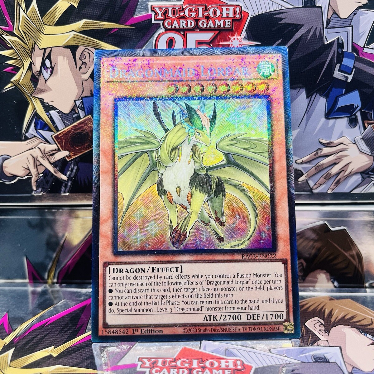 textured yugioh card 200 Pack Sleeve Compatible with Yu-gi-oh Card Sleeve Japanese 62x89mm Yugioh Dragonmaid Lorpar RA03-EN022 (Textured)