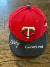 HECTOR SANTIAGO SIGNED GAME USED BASEBALL HAT AUTO MINNESOTA TWINS INSCRIBED