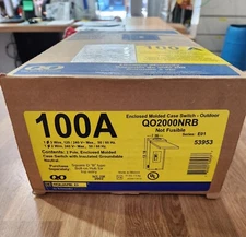 QO2000NRB Square D Enclosed Molded Case Switch 100A Not Fusible Outdoor NEW QTY