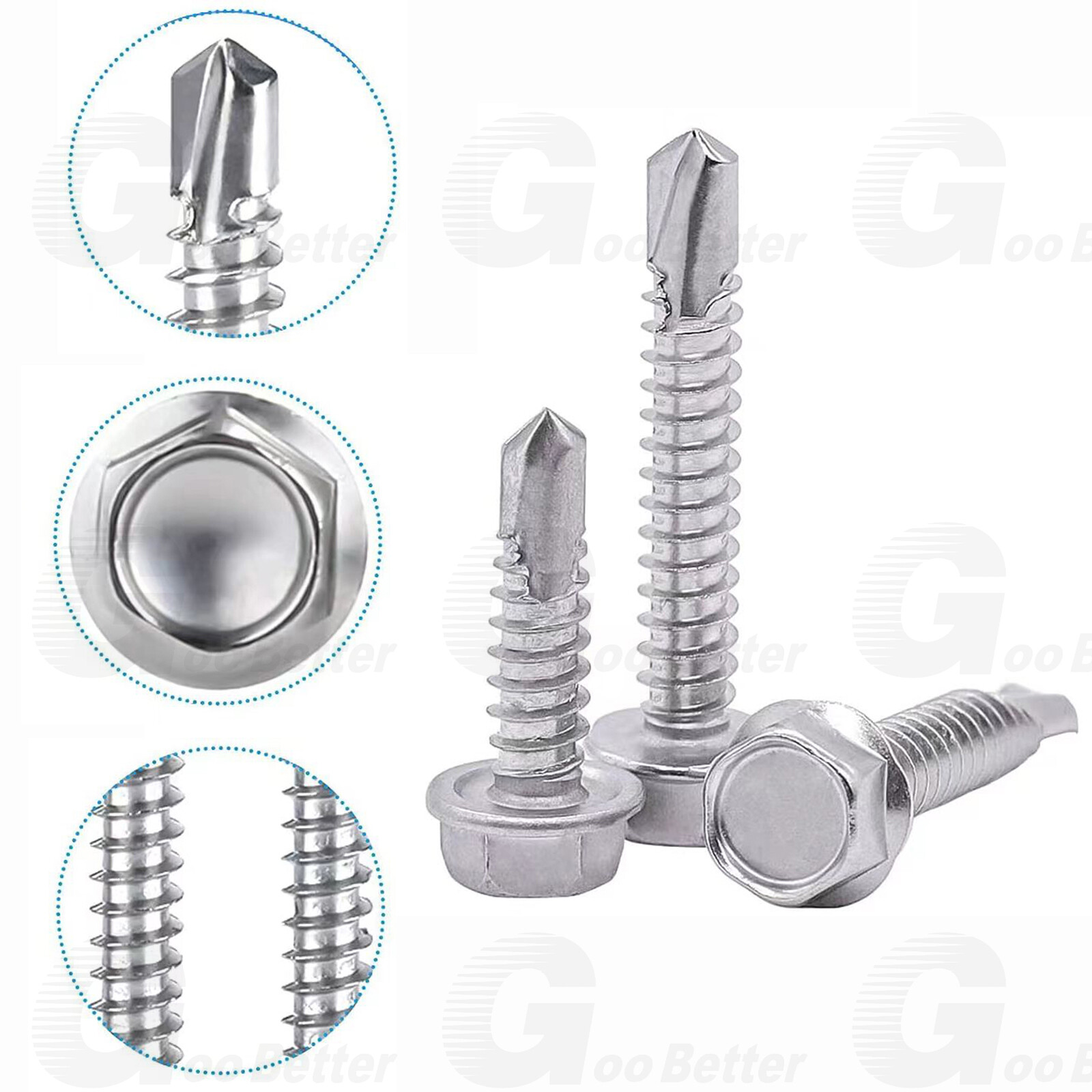 400pc #8 #10 Self Tapping Screws for Metal, Sheet Metal Screws 410 Stainle Steel