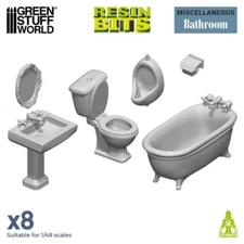Resin Set Toilet and WC - Dioramas Modeling, Wargames, toilet shower bathroom