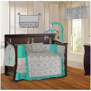 BabyFad Damask Turquoise 10 Piece Baby Crib Bedding Set | eBay