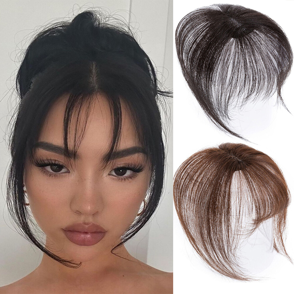 THICK/Thin Remy Hair Bangs 100% Human Hair Extensions Clip  display picture 2