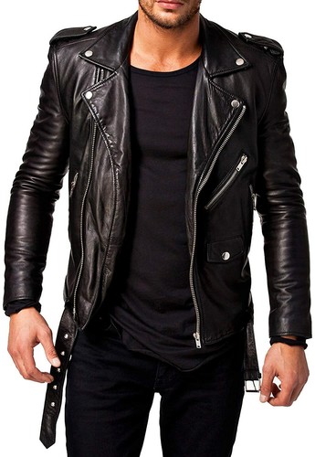 Authentic Lambskin Leather Jacket Biker 