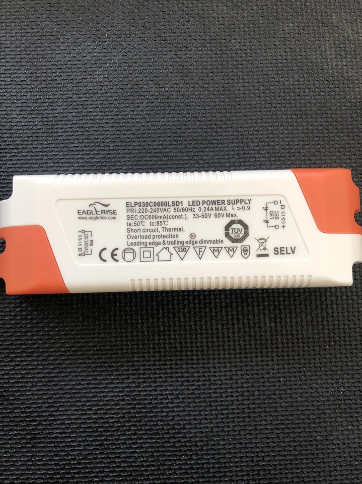 EAGLERISE ELP030C0600LSD1 LED Ersatztrafo 33-50/60V 600mA Dimmbar Trafo Netzteil