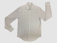  80 Calvin Klein Men's Slim-Fit White Geo Print Non-Iron Dress Shirt 15.5 34/35