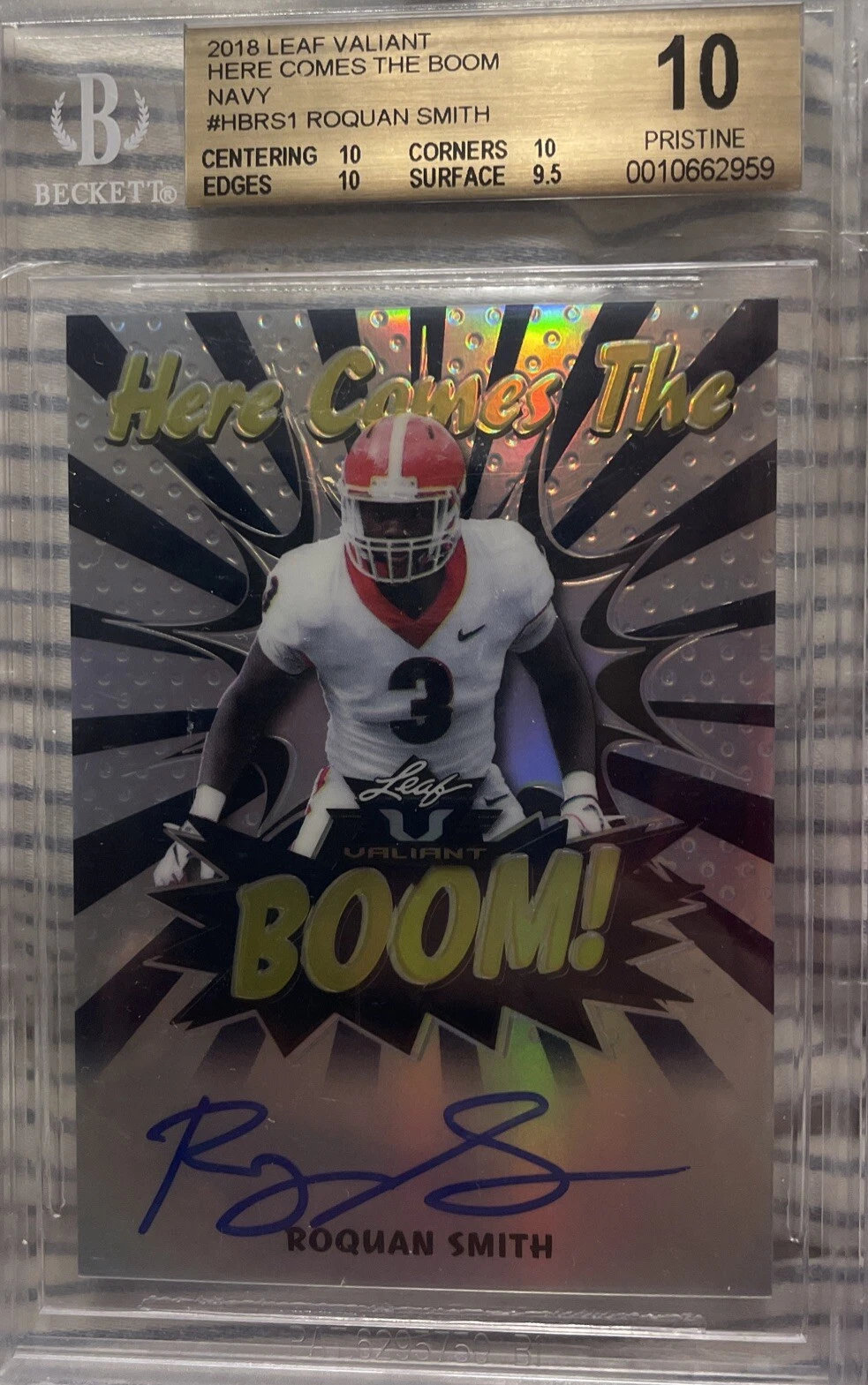 Roquan Smith Leaf Valiant Here Comes the Boom Autographs #HBRS1 Yellow