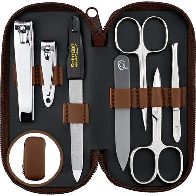 MARQUS Maniküre Set Solingen in Leder Etui braun - Made in Germany Solingen 7-teilig