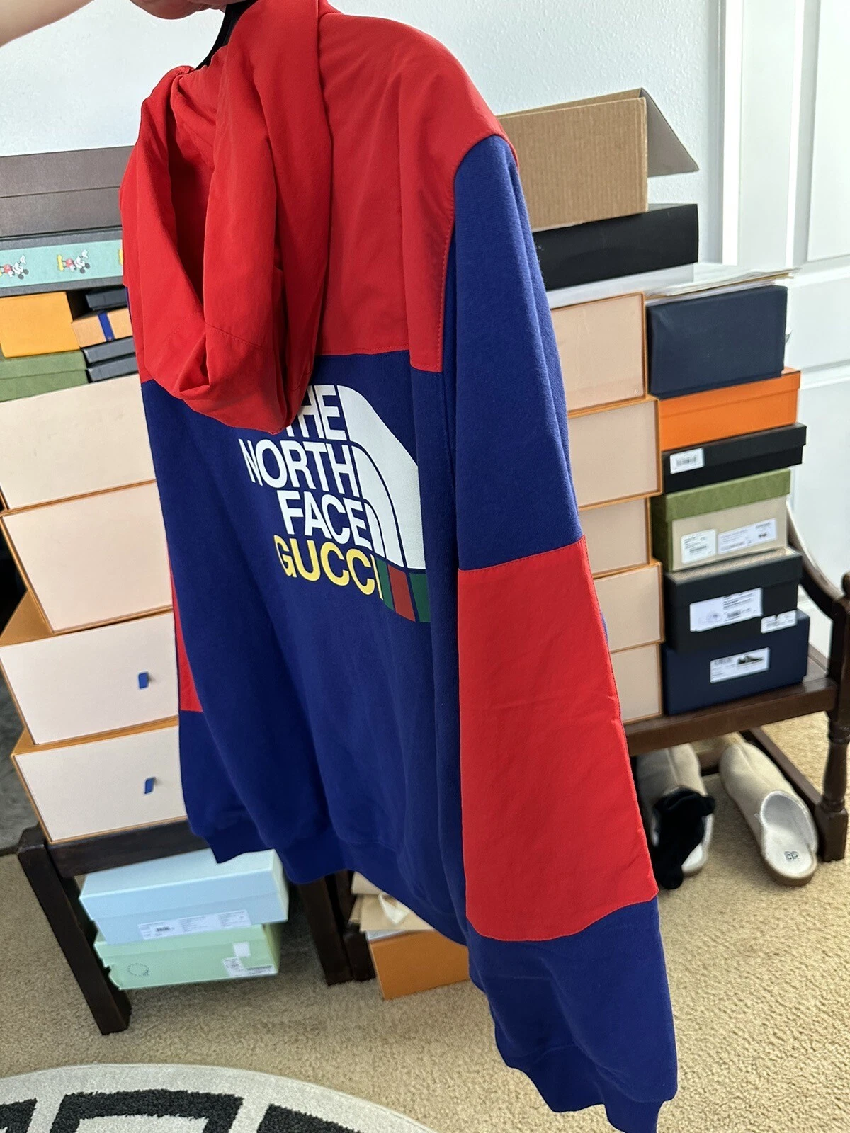 Giacca track con cappuccio cerniera logo GUCCI x THE NORTH FACE grande edizione limitata con scatola