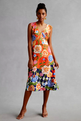 open back floral midi dress Topshop Open Back Satin Midi Dress in Black White floral