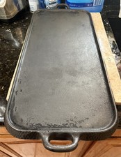 massive Long Hammered cast Iron griddle Maker Unknown hard To Find marked XXX