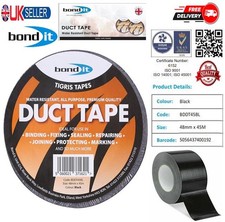 Bond It Black Duct Tape Water Resistant Binding Fixing Sealing Joining 48mm x45m 0.13 per metre