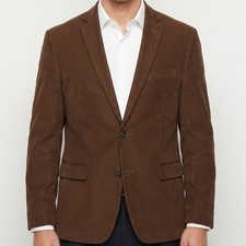 Lauren Ralph Lauren Corduroy Sport Coat Mens Brown Elbow Patch Two-Button Blazer