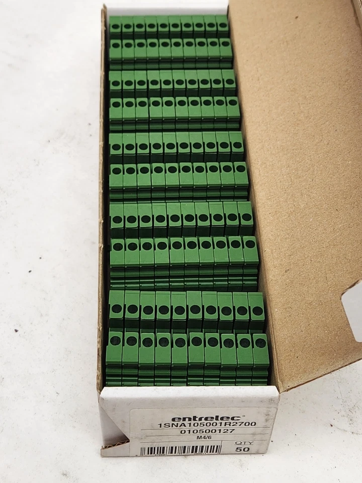 BOX OF 50!  Entrelec M4/6 1SNA105001R2700 Terminal Blocks Connector Green - Image 4 of 4