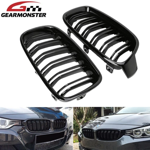 für BMW 3er F30 F31 11-19 Doppelsteg Grill Kühlergrill Nieren Schwarz Glanz - Bild 11 von 14