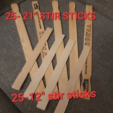Paint Mixing Stirring Sticks Wood 50 Ct Mixed Lot 25- 21" And 25 - 12"  Paddles