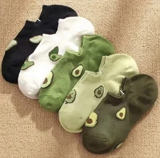 Womens Girls Ankle Socks Colorful Short Socks Avocado Low Cut Socks 5 Pairs