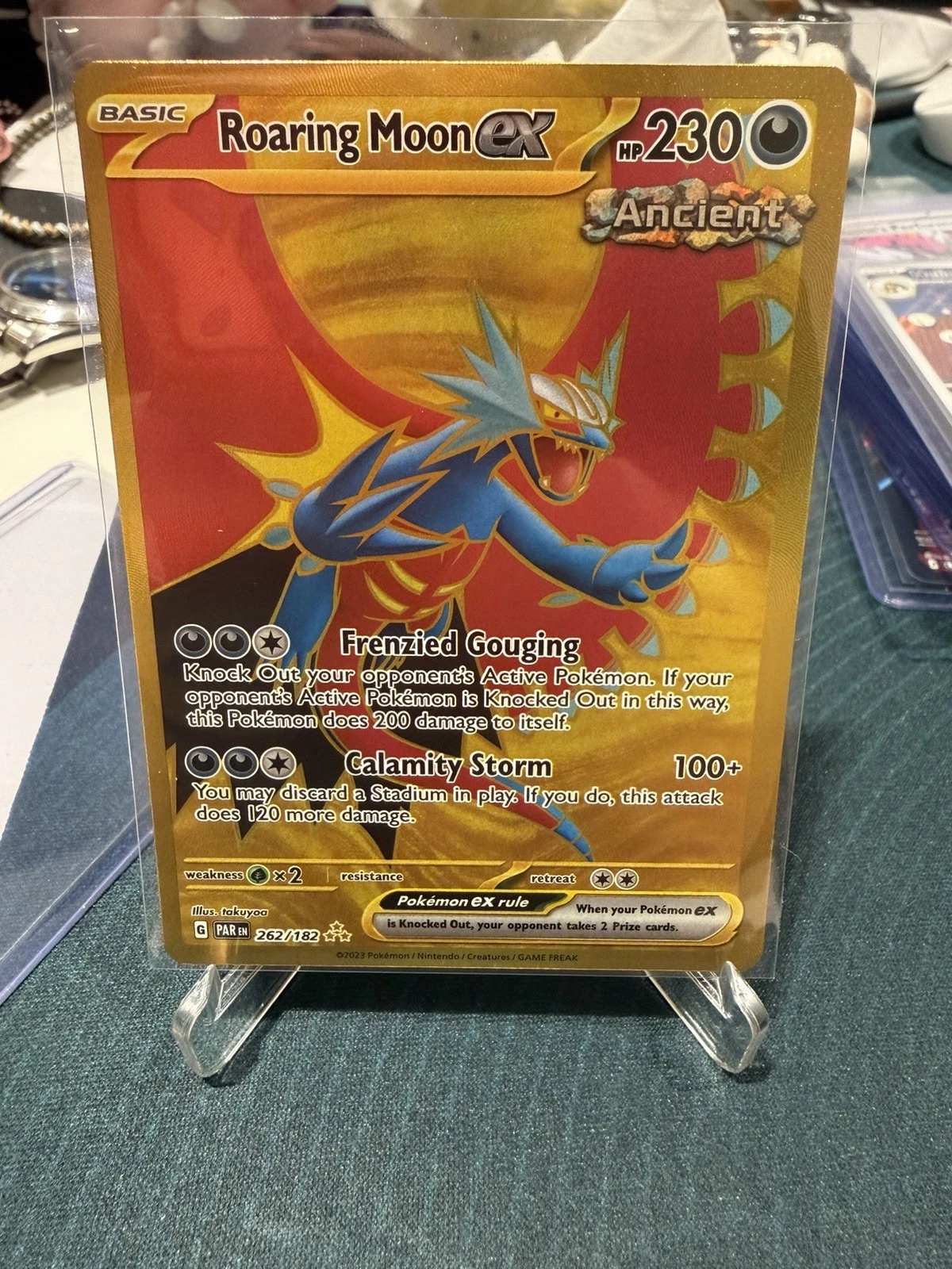 Roaring Moon EX 262/182 Hyper Rare Gold Card. Paradox Rift. Pokemon TCG. NM/M
