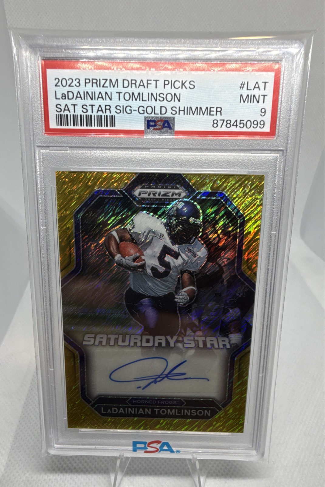 2023 Panini Prizm Gold AU Auto  Star LT Chargers LaDainian Tomlinson PSA 9 /15