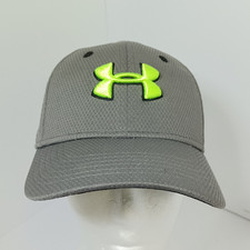 Under Armour Boys Youth S/M Gray Baseball Cap Green/Black Embroidered Logo