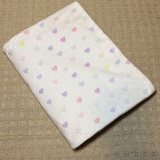 PBK Pottery Barn Kids White Baby Blanket Pastel Hearts 49 X 30 Plush Velour VGUC