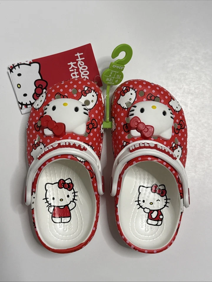Tamanco clássico Tolddler Kids Crocs x Hello Kitty vermelho novo em folha com etiquetas - Imagem 2 de 4