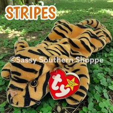 🐯 STRIPES 🐯 1996 Ty Beanie Babies Orange Striped TIGER Baby *MWMT*