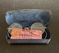 Vintage/Antique Spectacles Wire Rim, Eyeglasses Round Frame In Original Case
